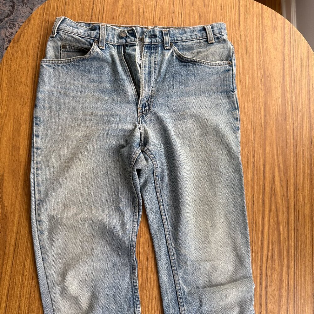 Vintage 80s Levi’s 517 Orange Tab Jeans | 32x33 Cropped | Distressed - Picture 7 of 11